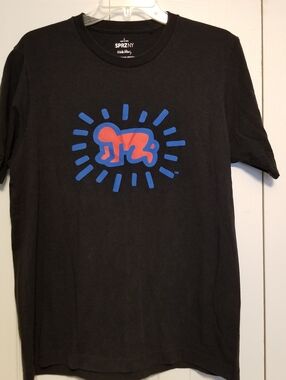 Uniqlo SPRZ NY Keith Haring Black Graphic Pop Art MoMA Short Sleeve T-shirt NWOT